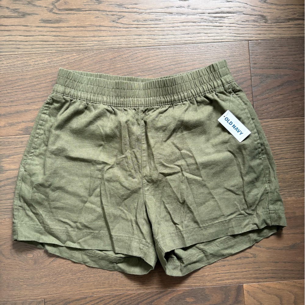 Old Navy Olive Linen Pull-On Shorts